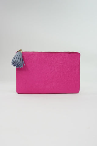 Hot Pink Pebble Leather Pouchette