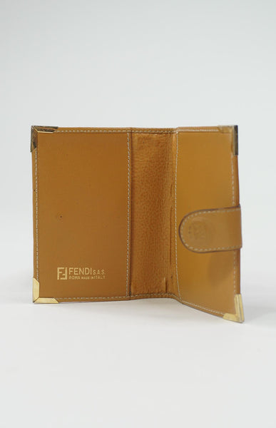 FENDI Vintage Leather-Trimmed Zucca Card Holder