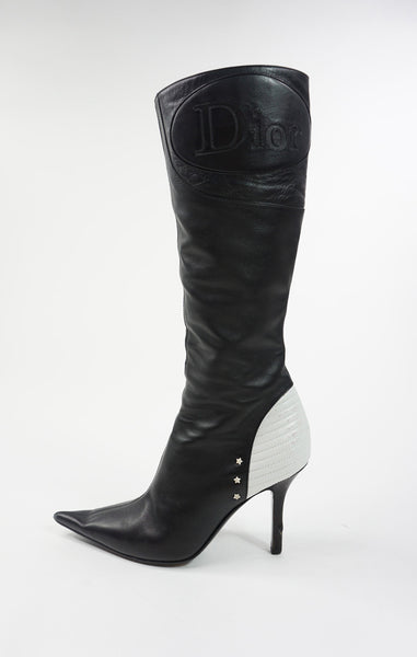 Christian Dior Leather Pointed-Toe Boots