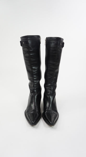 Christian Dior Black Pointed-Toe Flat Boots