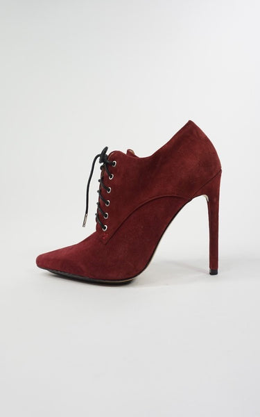 L.A.M.B Pointed-Toe Lace-up Booties