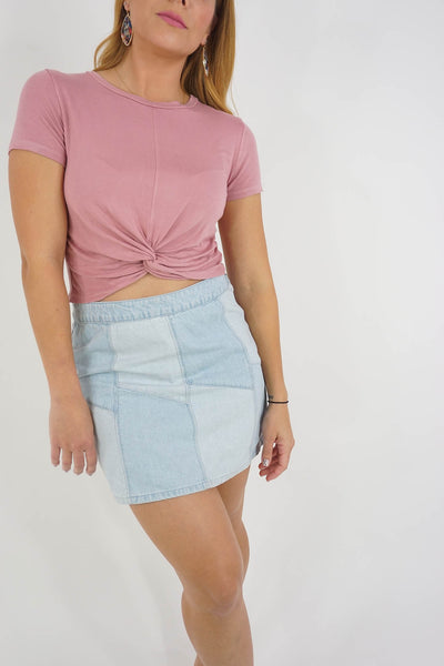 Patched Mini Skirt