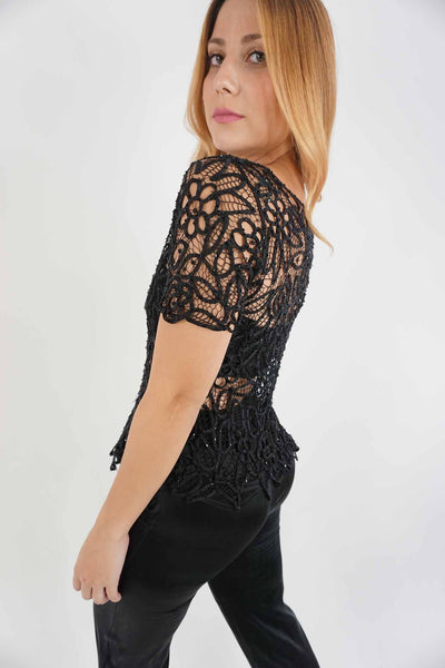 Vintage Lace Beaded Top