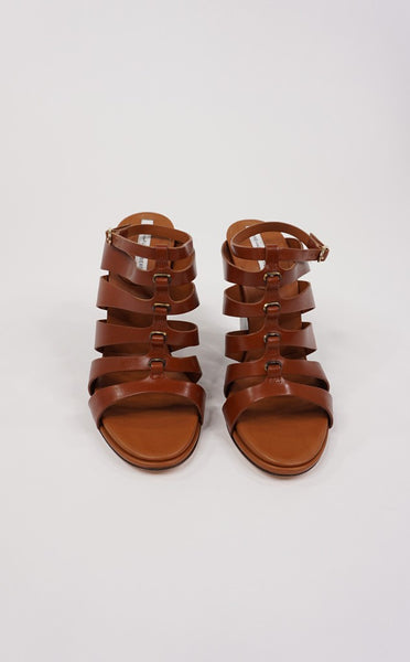 Diane von Furstenberg Wave too Brown Leather Sandal Wedge
