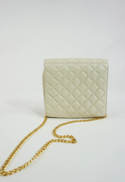 Ivory Quilted Leather Crossbody Bag