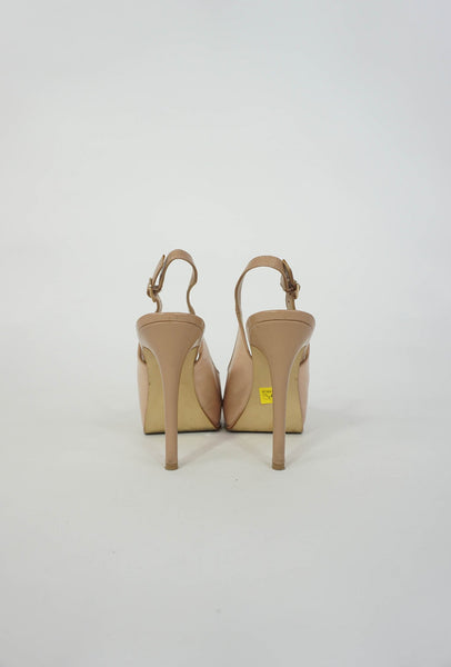 GUESS Nude Leather  Slingback Heels
