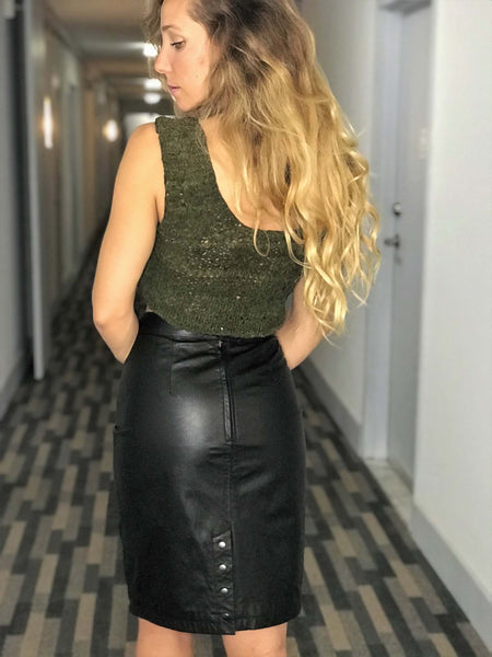 Vintage Woven Leather Crop Top