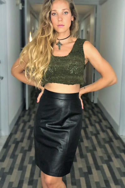 Vintage Woven Leather Crop Top