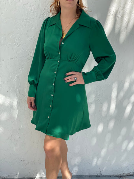 Emerald Satin Dress