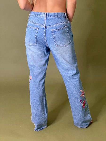 90s Vintage Embroidered Jeans
