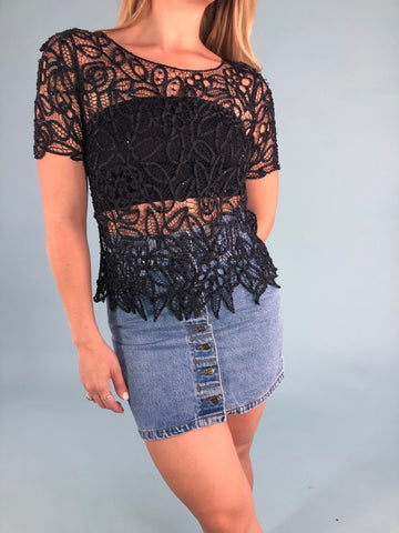 Vintage Lace Beaded Top